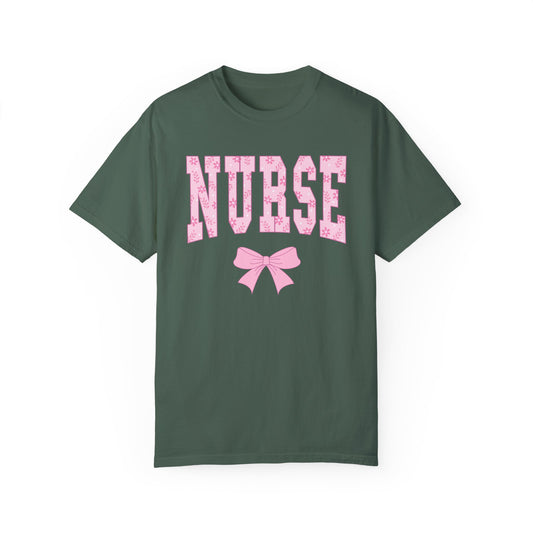 Nurse Coquette Pink Bow T-Shirt, Women Oversized Comfort Color Shirt, Pediatric Nurse Tee, Cute Registered Nurse Top, L & D Nurse Clothes