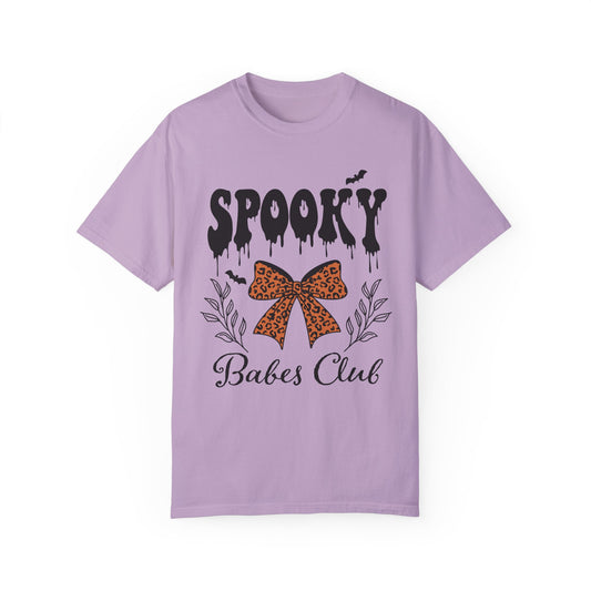 Spooky babes club shirt with a fall design coquette bow 