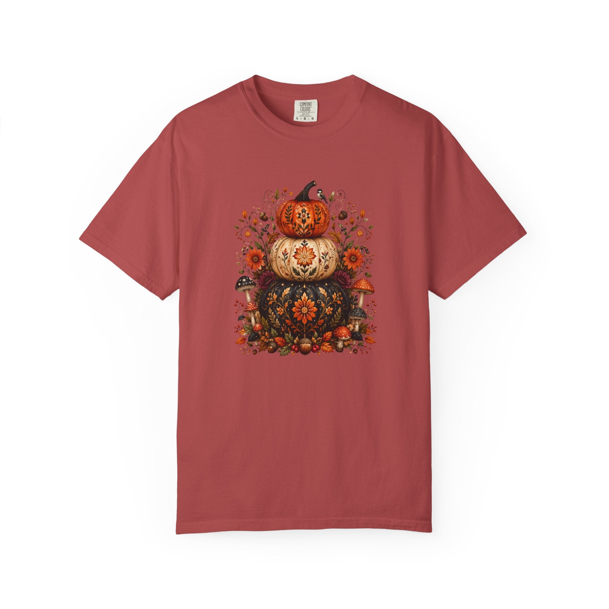 Halloween Stacked Pumpkins T-Shirt — Autumn Floral Boho Tee