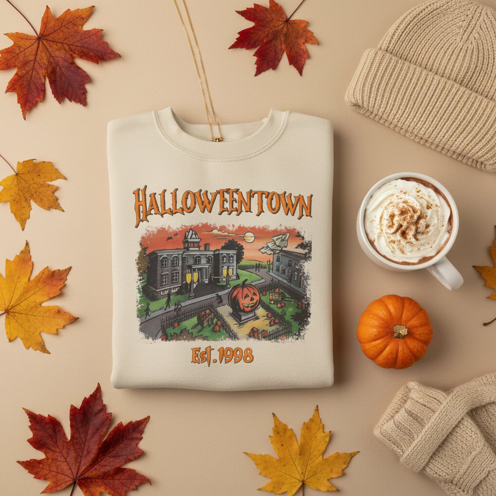 Halloweentown Crewneck Sweatshirt — Retro Haunted Town Sweater