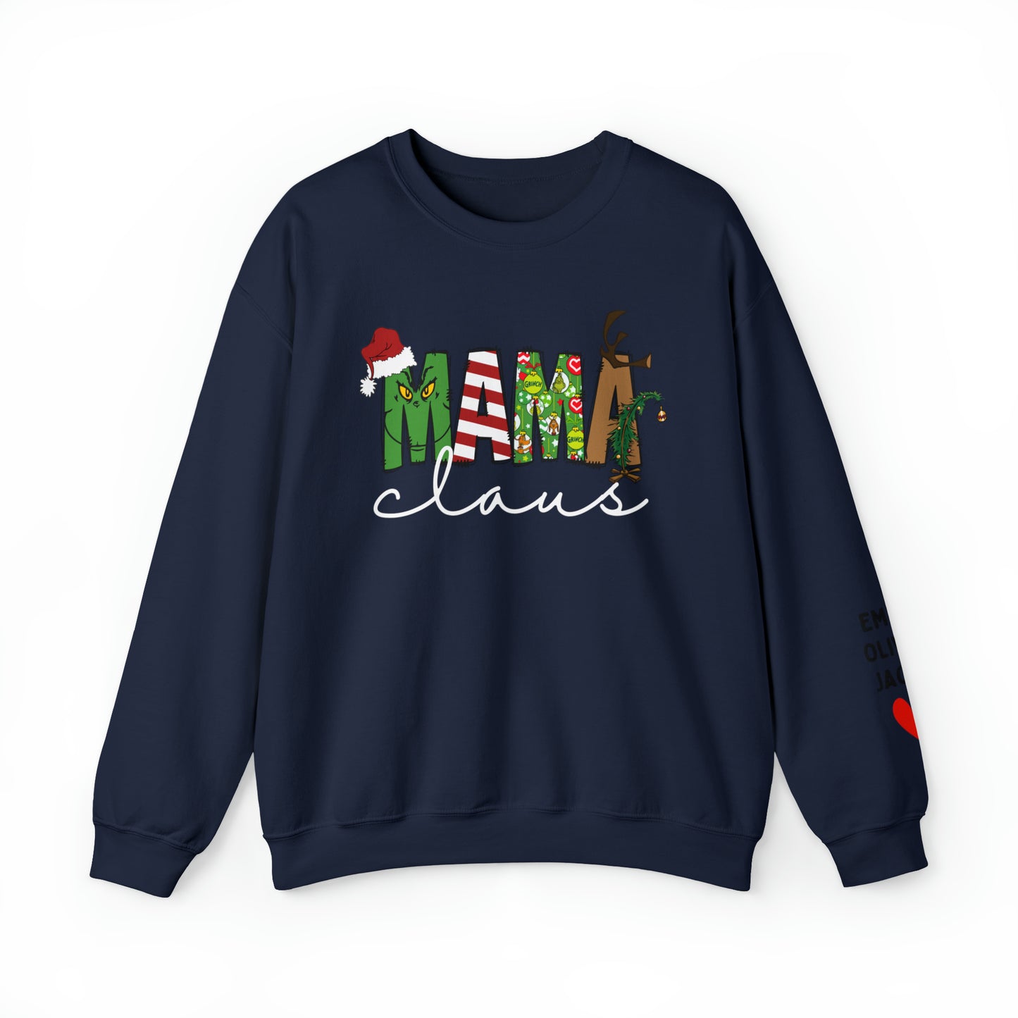 Custom Mama Grinch and Claus Sweatshirt| Mom Cozy Christmas Sweater Gift Idea| Cute Personalized Mama Sweater