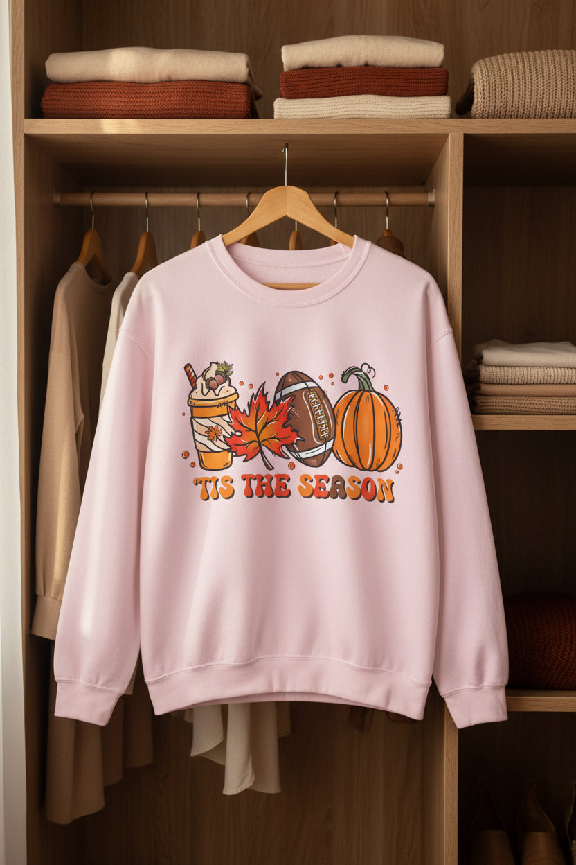 'Tis The Season Fall Crewneck Sweatshirt — Cozy Pumpkin Pumpkin Season Sweater