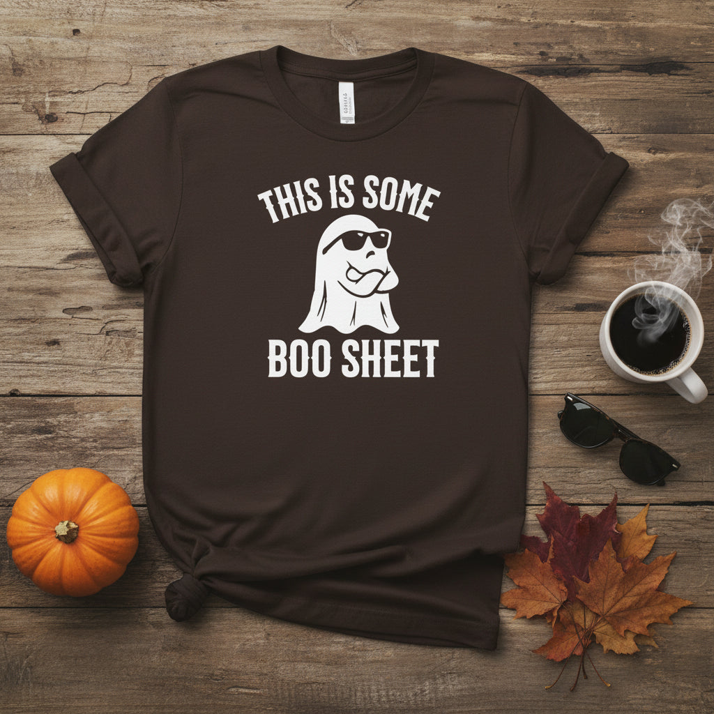 Black t-shirt with a ghost and text this is some boo sheet
