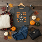 Stacked Jack-o'-Lanterns Pumpkin Stripe T-shirt | Halloween Tee