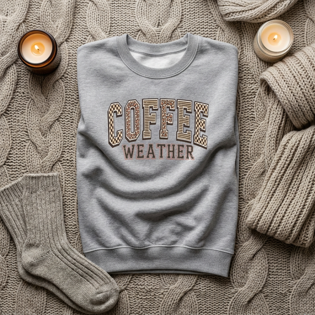 Coffee Weather Crewneck Sweatshirt — Cozy Coffee Lover Pullover Sweater