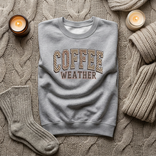 Coffee Weather Crewneck Sweatshirt — Cozy Coffee Lover Pullover Sweater