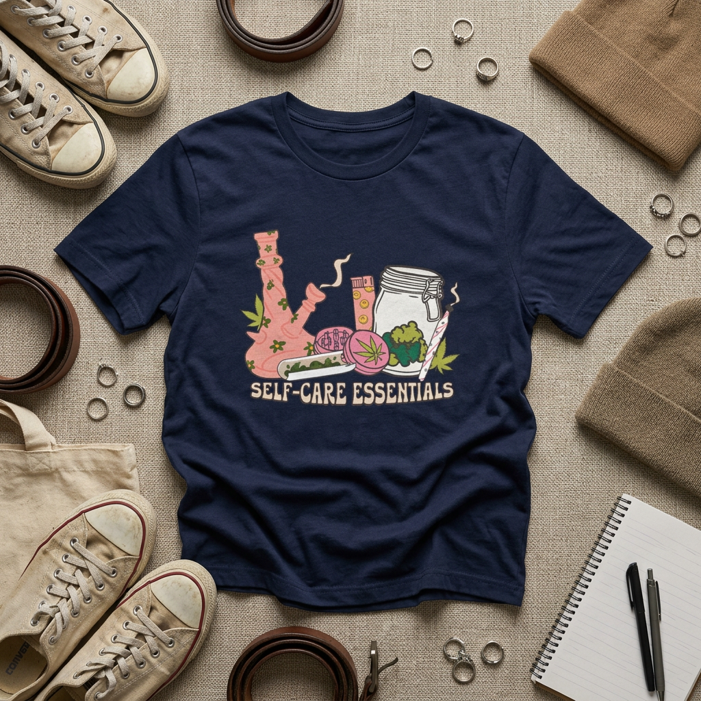 Marijuana Self-Care Essentials Tee — Cannabis Aromatherapy Spa Graphic T-Shirt