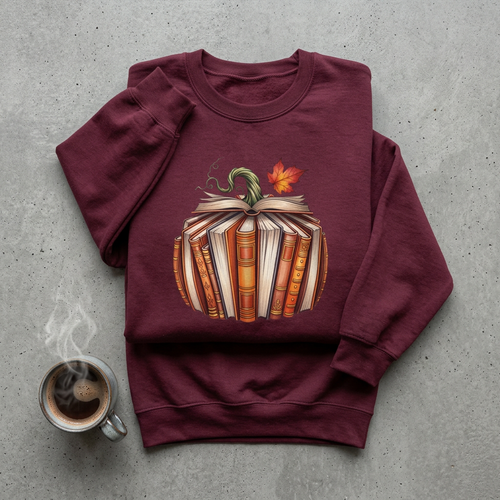Book Pumpkin Illustration Sweatshirt | Autumn Reading, Vintage Books