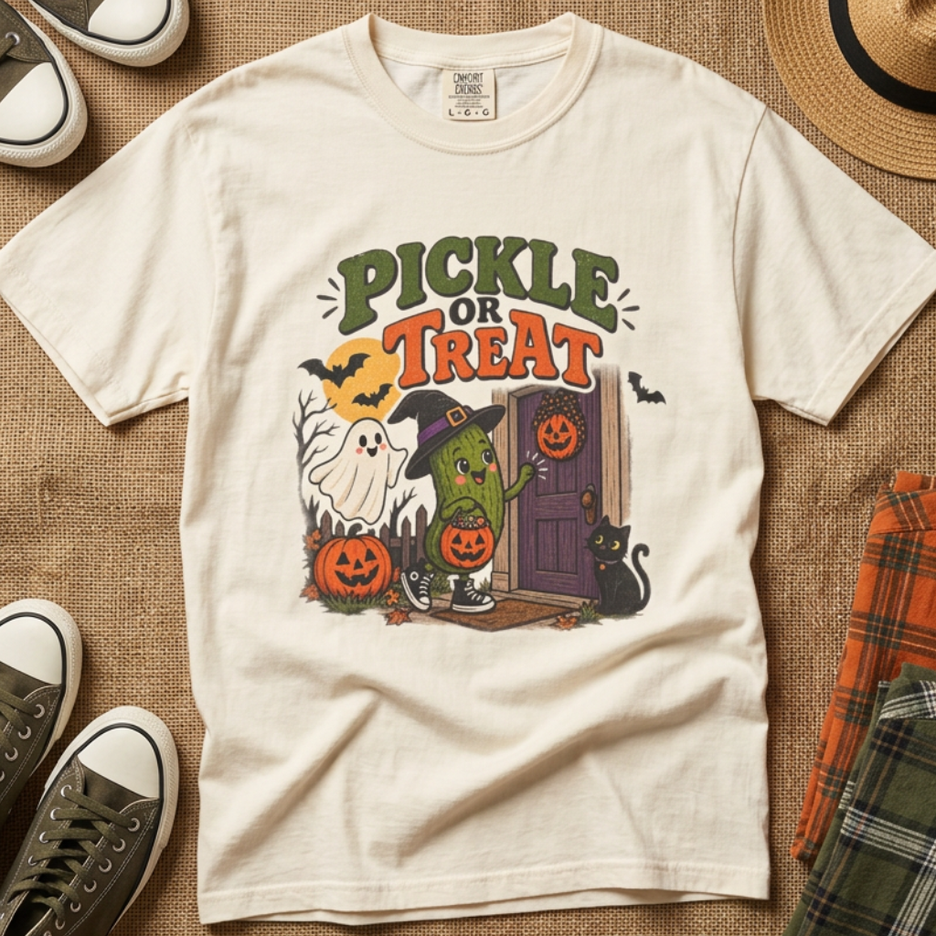 Pickle or Treat Halloween Shirt | Funny Pickle Lover T-Shirt | Vintage Halloween Tee