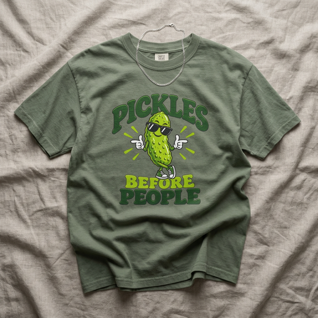 Pickles Before People T-Shirt – Funny Cool Pickle Graphic Tee