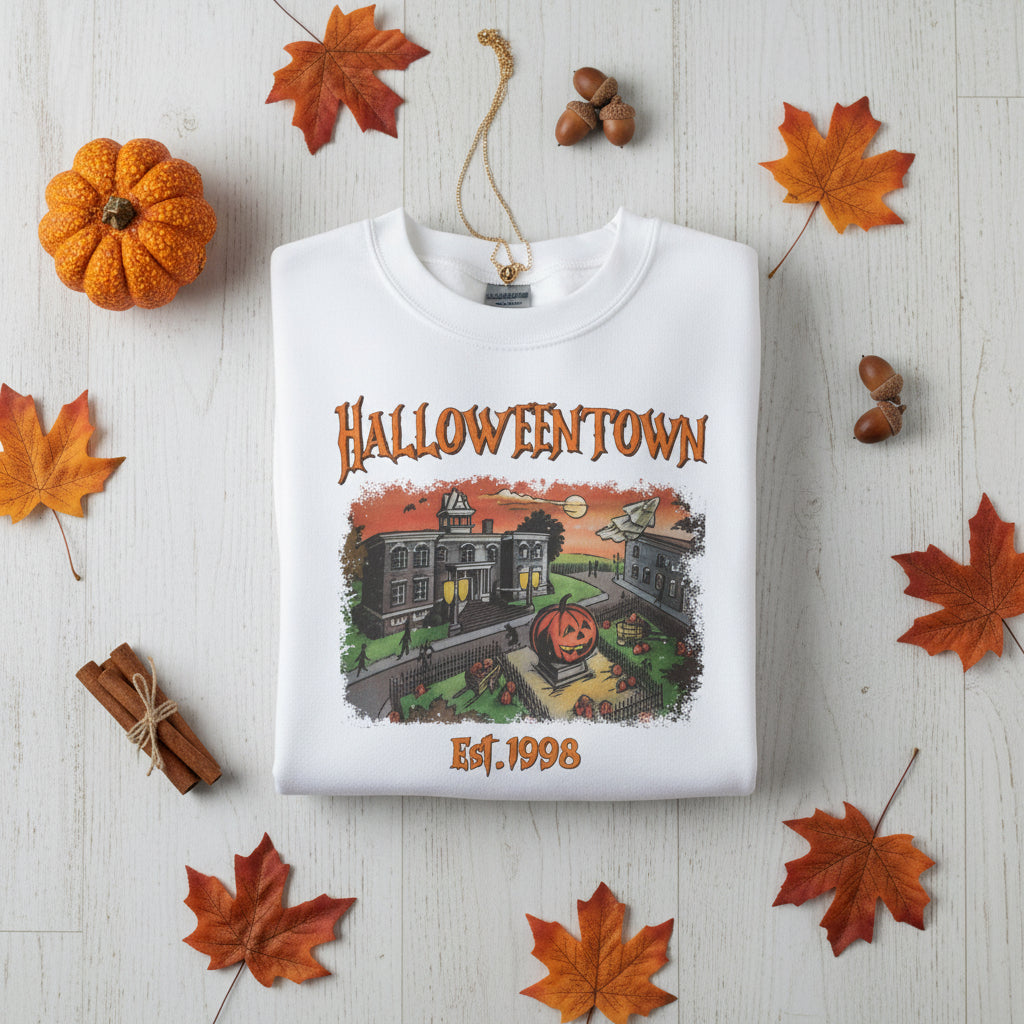 Halloweentown Crewneck Sweatshirt — Retro Haunted Town Sweater