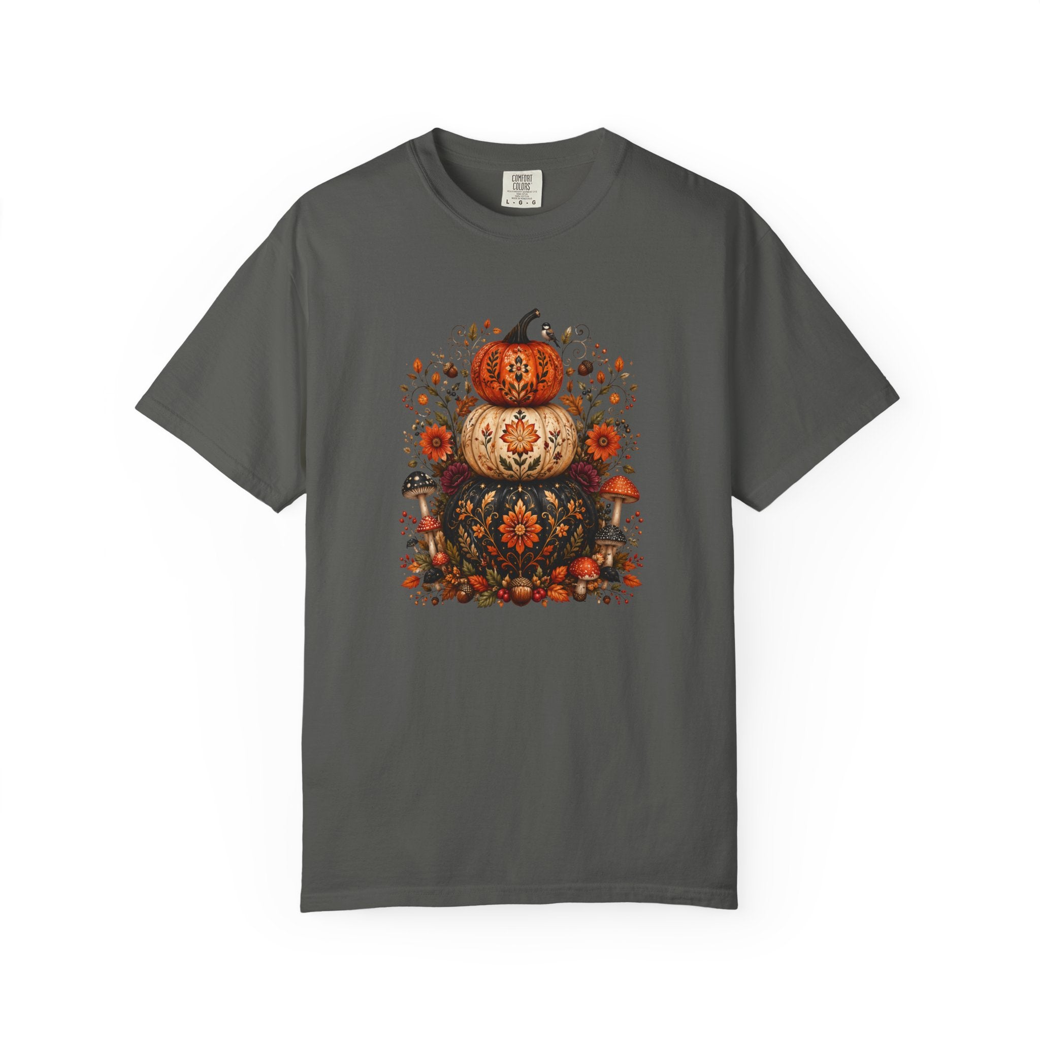 Halloween Stacked Pumpkins T-Shirt — Autumn Floral Boho Tee