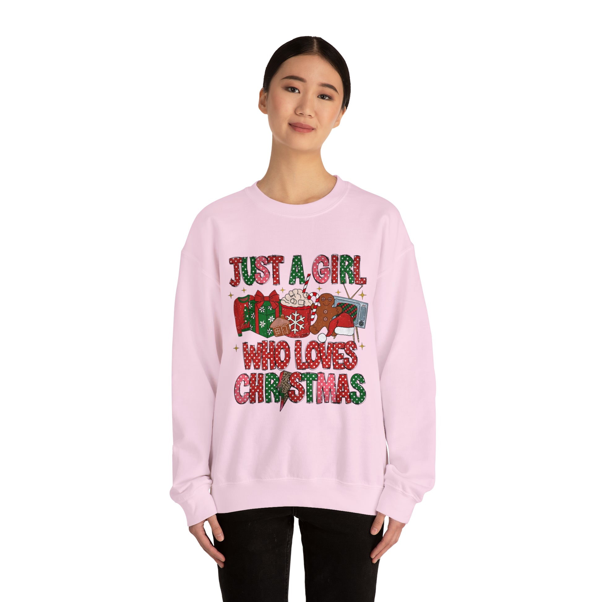 Women Christmas Sweatshirt, Just a girl who Loves Christmas shirt, Retro Christmas Cozy sweater, Christmas Gift idea, Winter Holiday T-Shirt - Teez Closet