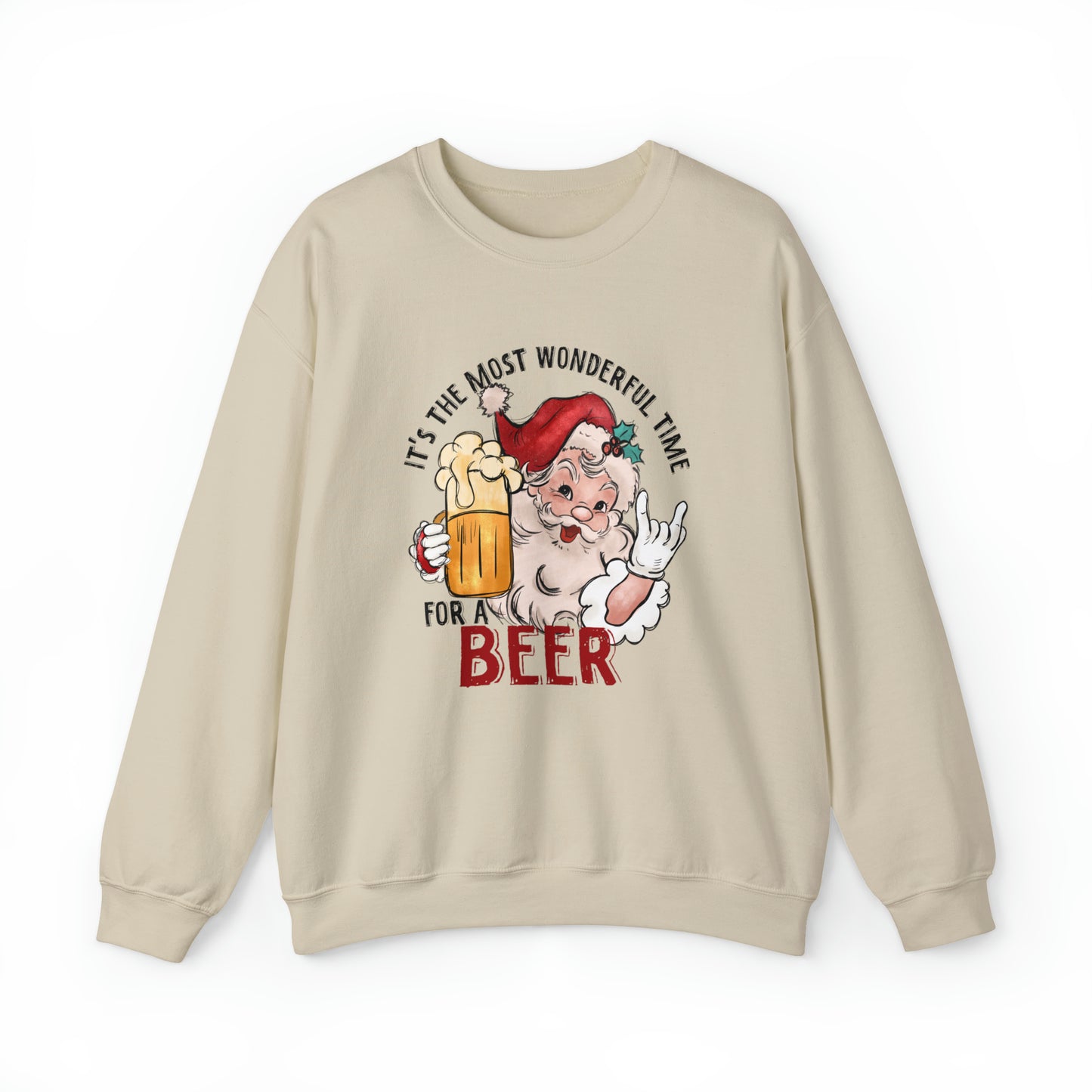 It's the most wonderful Time For a Beer Christmas Sweatshirt| Funny Santa Christmas Sweater