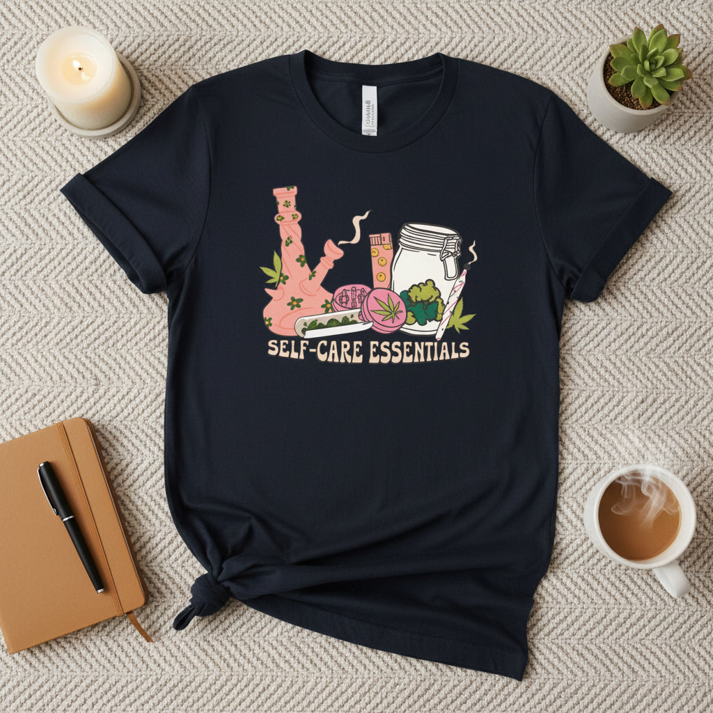 Marijuana Self-Care Essentials Tee — Cannabis Aromatherapy Spa Graphic T-Shirt