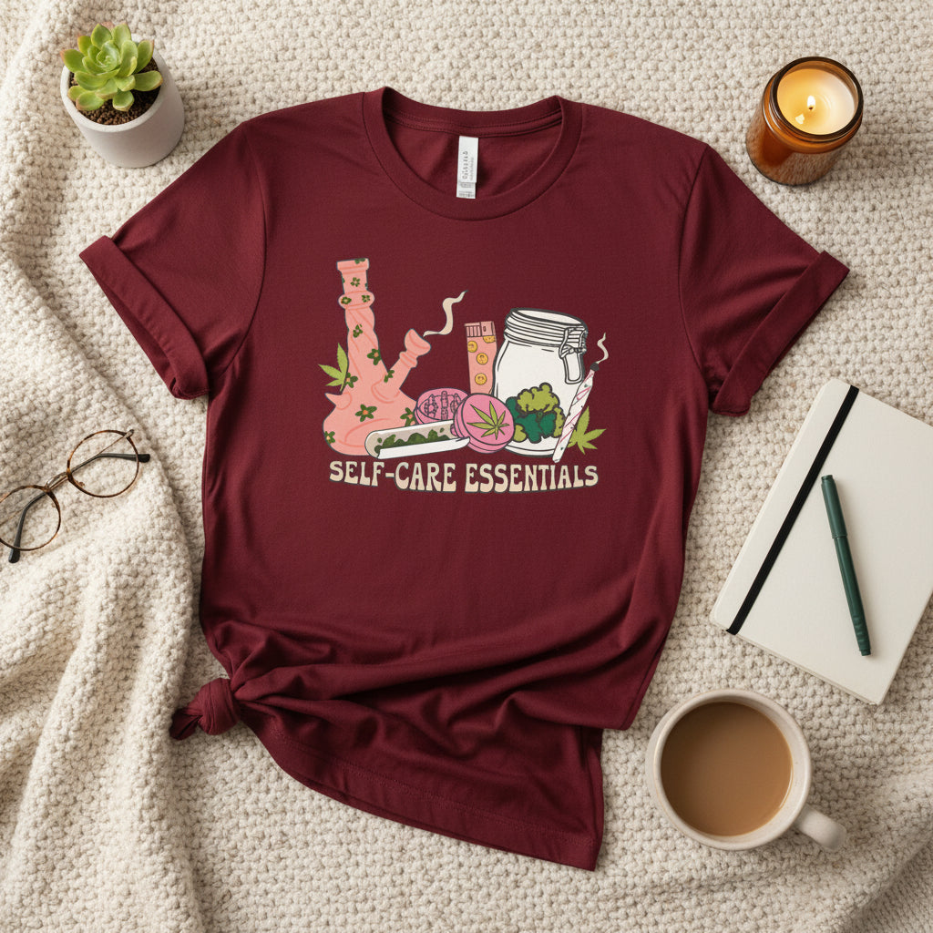 Marijuana Self-Care Essentials Tee — Cannabis Aromatherapy Spa Graphic T-Shirt