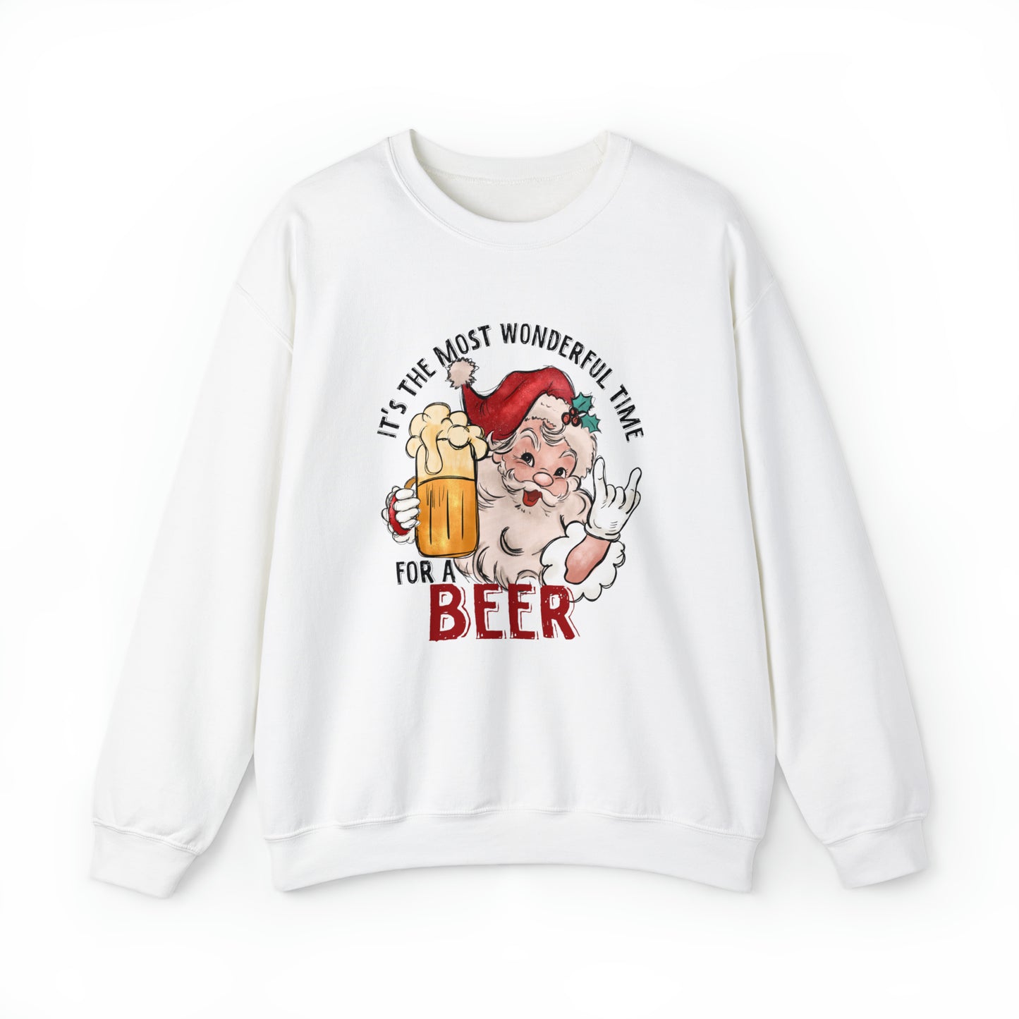 It's the most wonderful Time For a Beer Christmas Sweatshirt| Funny Santa Christmas Sweater