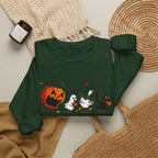 Halloween Pumpkin Ghosts Illustration Sweatshirt | Cute Trick-or-Treat Design