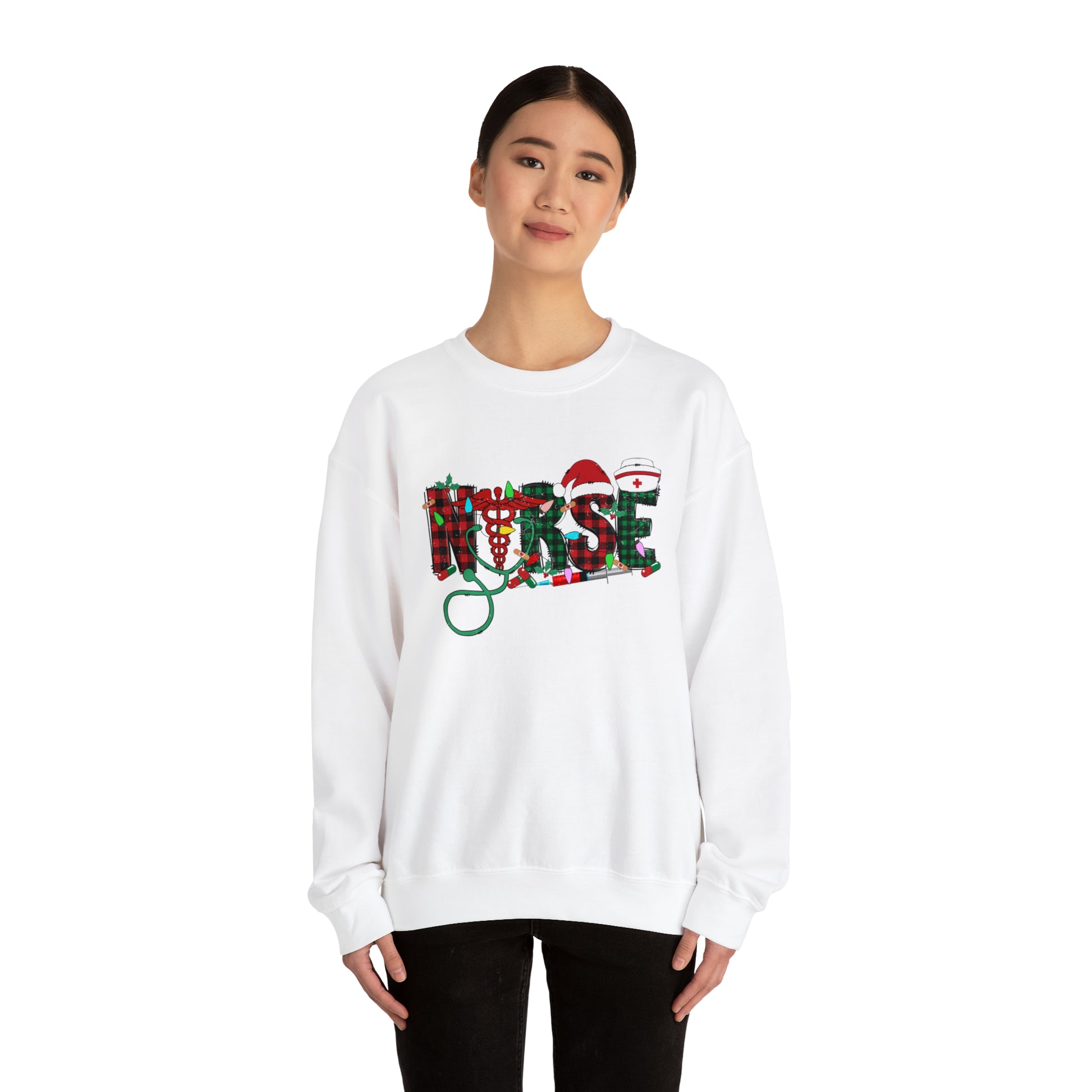 Nurse Christmas Sweatshirt, Nurse Holiday Shirt, RN Cozy Winter Holiday Sweater, Sweatshirt with Retro Nurse Design, Nurse Christmas Gift - Teez Closet