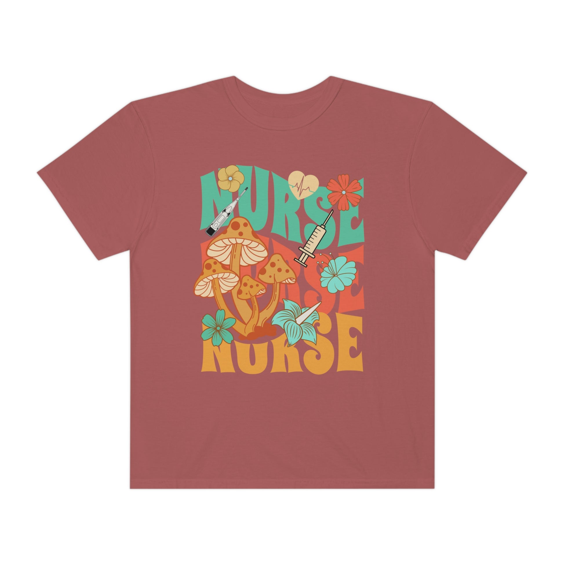 Mushroom shirt oversized wildflower nurse tshirt Cute floral nurse T-Shirt Aesthetic mushroom tee gift for nurse summer clothing - Teez Closet