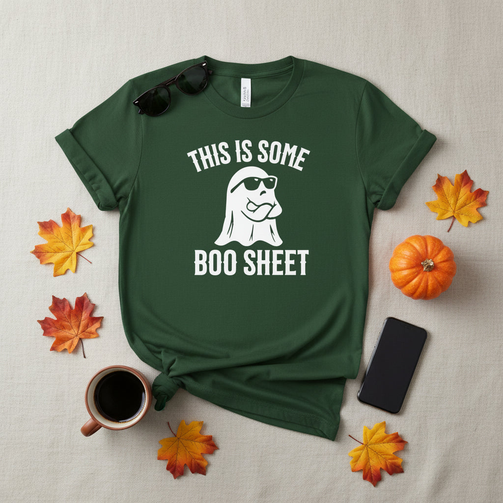 Black t-shirt with ghost and text this is some boo sheet