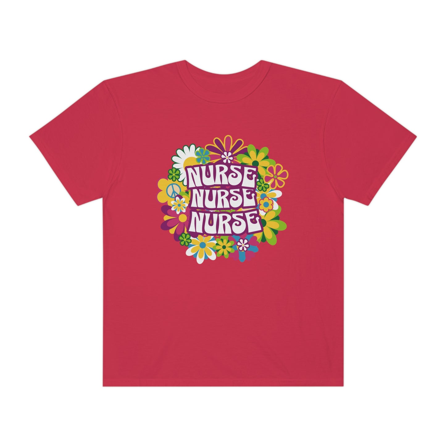 Groovy Retro Nurse Shirt gift, Boho Hippie Floral print T-Shirt for Nurses, Comfort color flower cottage core design tshirt registered nurse - Teez Closet