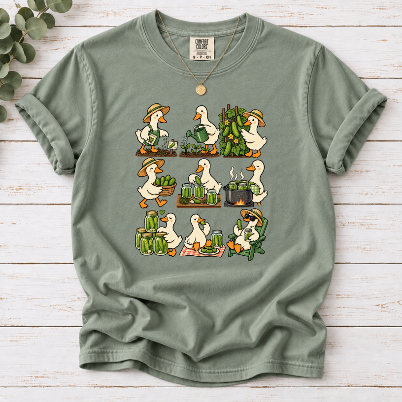 Duck's Pickle Farm Graphic T-Shirt | Farm to Jar Cottagecore Cucumber Tee