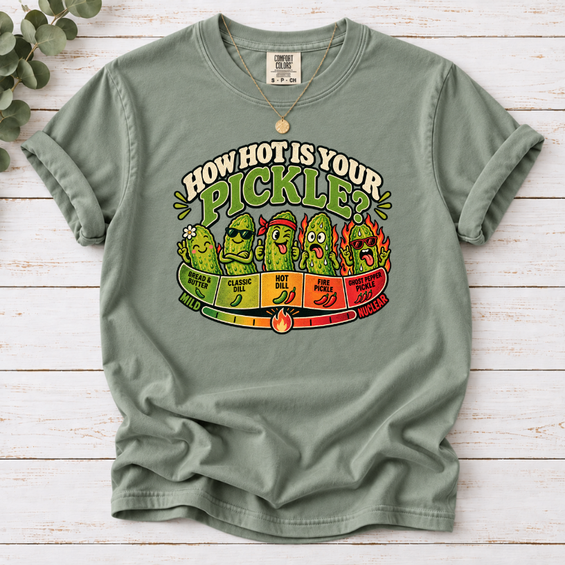 How Hot Is Your Pickle? Funny Spice Scale Graphic T-Shirt
