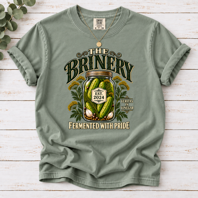 The Brinery – Fermented With Pride" Pickle Lover T-Shirt | Vintage Mason Jar Graphic Tee