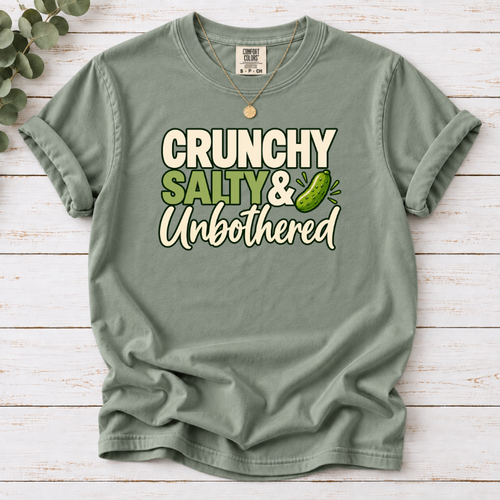 Crunchy Salty & Unbothered Pickle T-Shirt – Funny Pickle Lover Graphic Tee