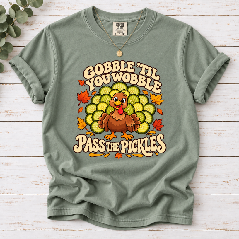 Gobble ‘Til You Wobble Shirt | Funny Pickle Thanksgiving Turkey Tee