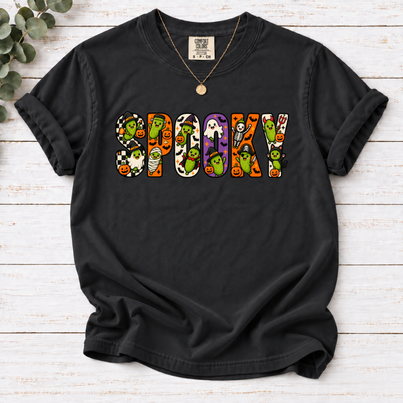 Spooky Season Pickle Shirt | Cute Witch Hat Pickle Halloween Tee