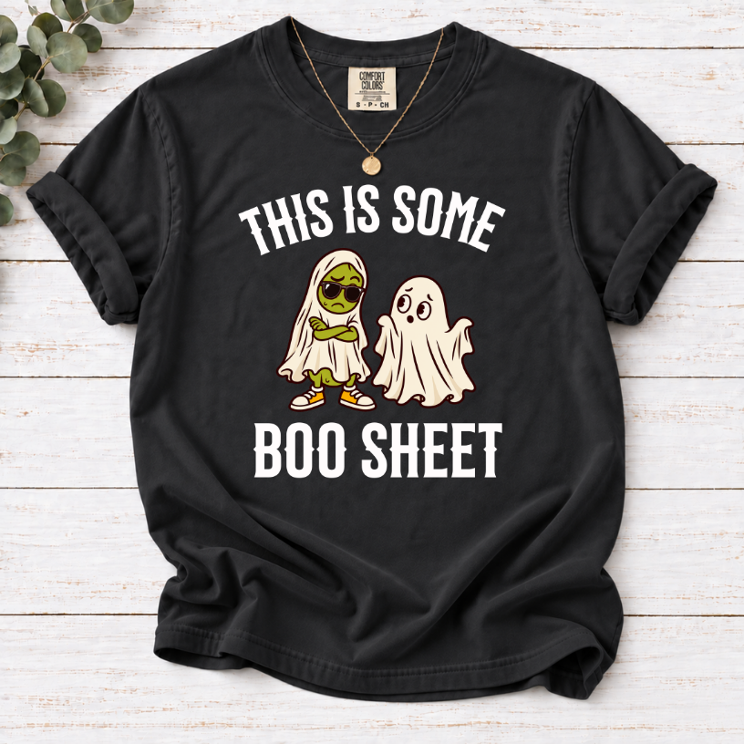 This Is Some Boo Sheet T-Shirt – Funny Halloween Pickle & Ghost