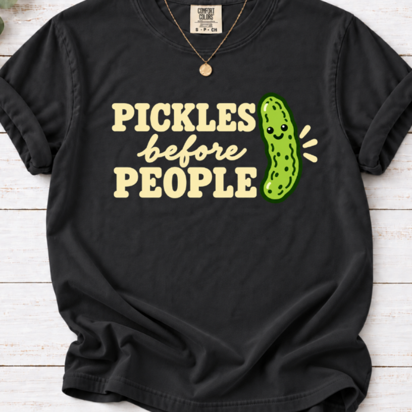 Pickles Before People T-Shirt – Funny Cool Pickle Graphic Tee