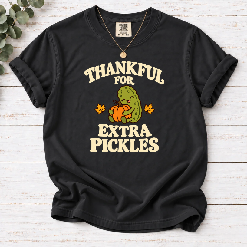 Thankful for Extra Pickles Shirt – Cute Fall Pickle Lover Tee