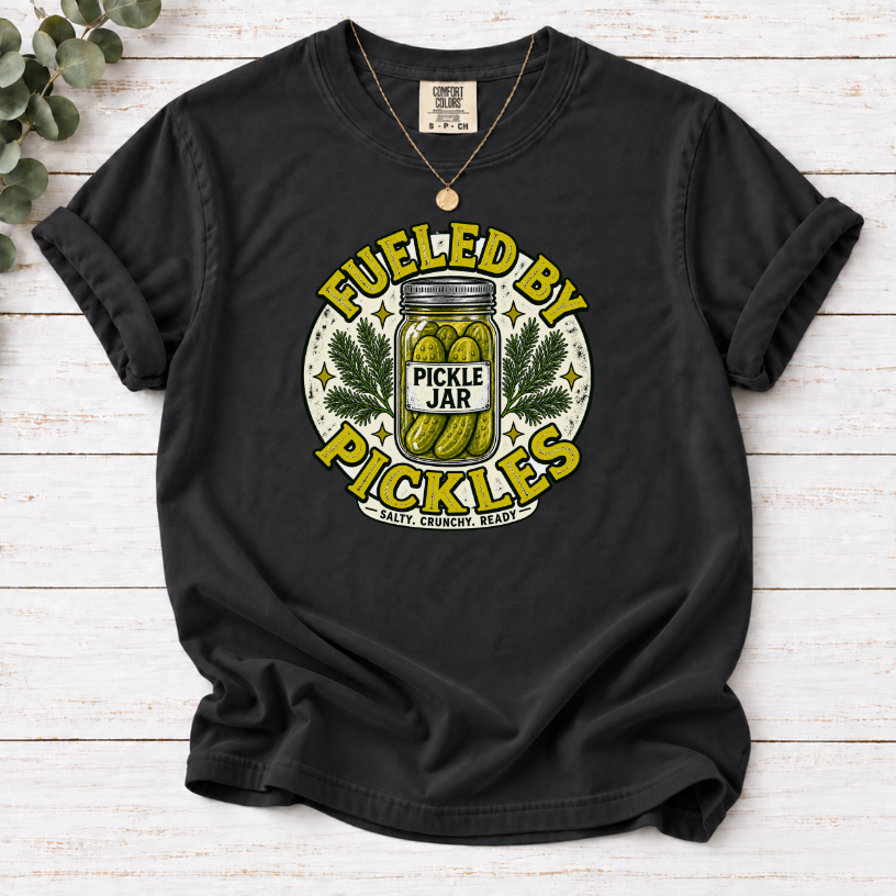 Fueled by Pickles T-Shirt – Vintage Funny Pickle Lover Tee