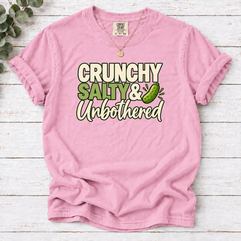 Crunchy Salty & Unbothered Pickle T-Shirt – Funny Pickle Lover Graphic Tee