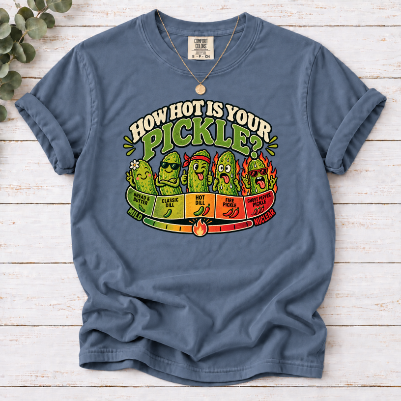 How Hot Is Your Pickle? Funny Spice Scale Graphic T-Shirt