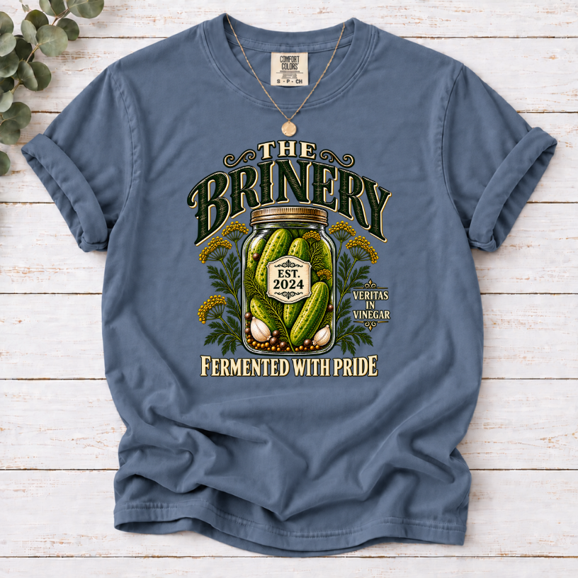 The Brinery – Fermented With Pride" Pickle Lover T-Shirt | Vintage Mason Jar Graphic Tee