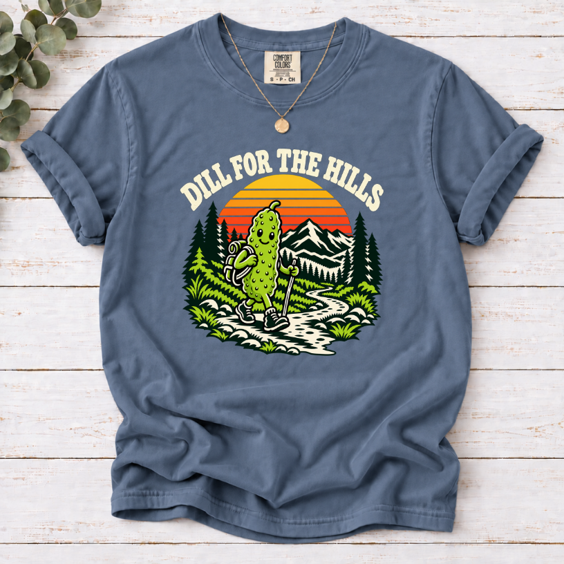Dill for the Hills Pickle Hiking T-Shirt – Funny Outdoor Adventure Graphic Tee