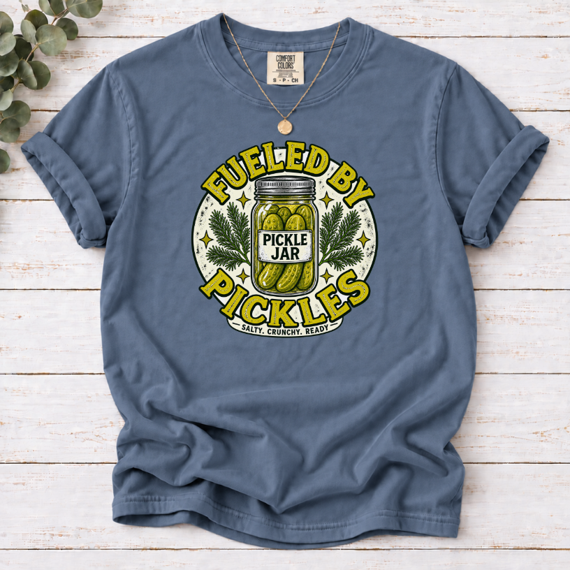 Fueled by Pickles T-Shirt – Vintage Funny Pickle Lover Tee