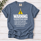 Certified Pickle Addict Warning Label T-Shirt | Funny Pickle Lover Tee