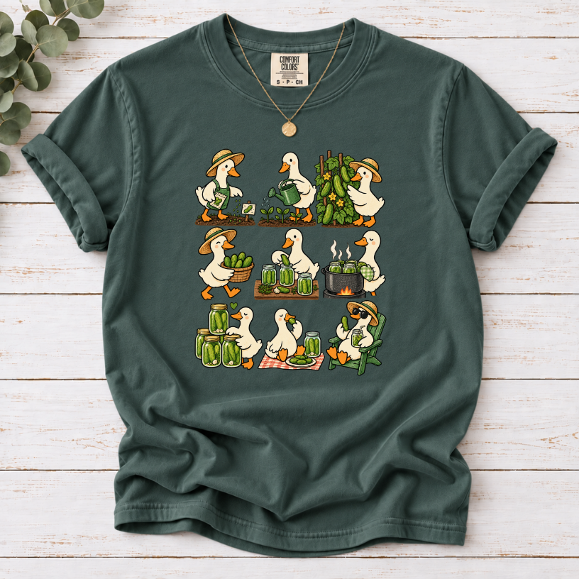 Duck's Pickle Farm Graphic T-Shirt | Farm to Jar Cottagecore Cucumber Tee