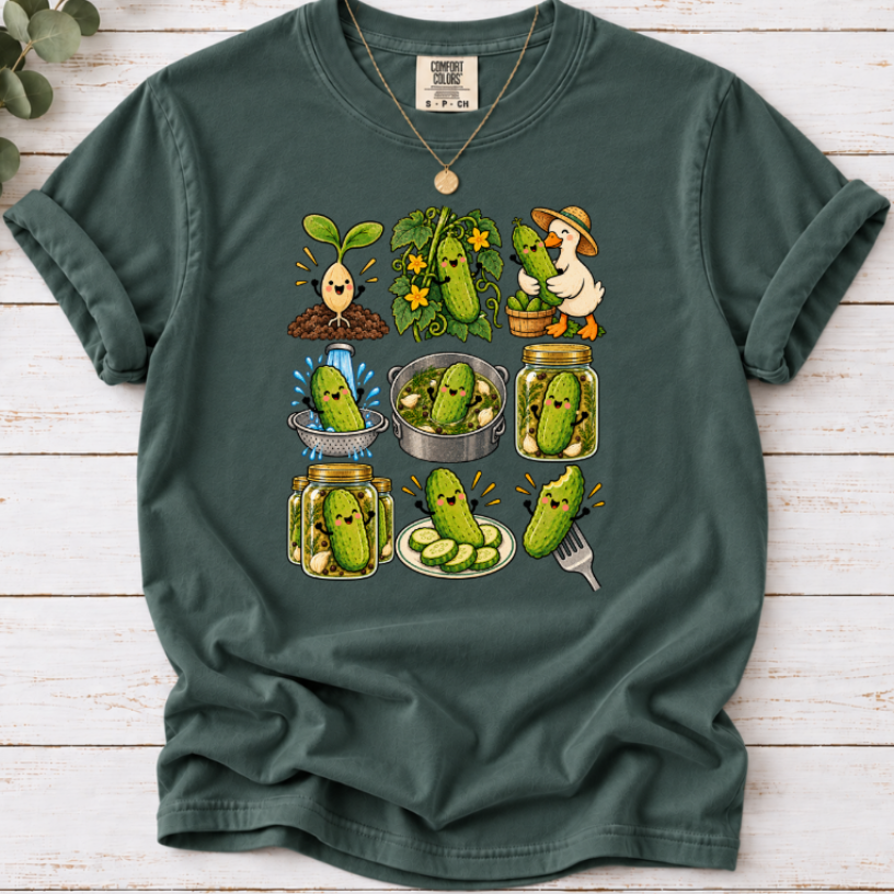 A Pickle's Journey Graphic T-Shirt | Day in the Life Farm-to-Jar Cottagecore Tee