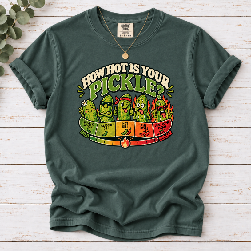 How Hot Is Your Pickle? Funny Spice Scale Graphic T-Shirt