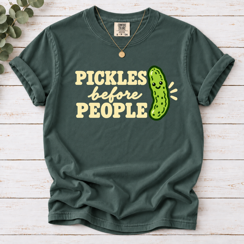 Pickles Before People T-Shirt – Funny Cool Pickle Graphic Tee
