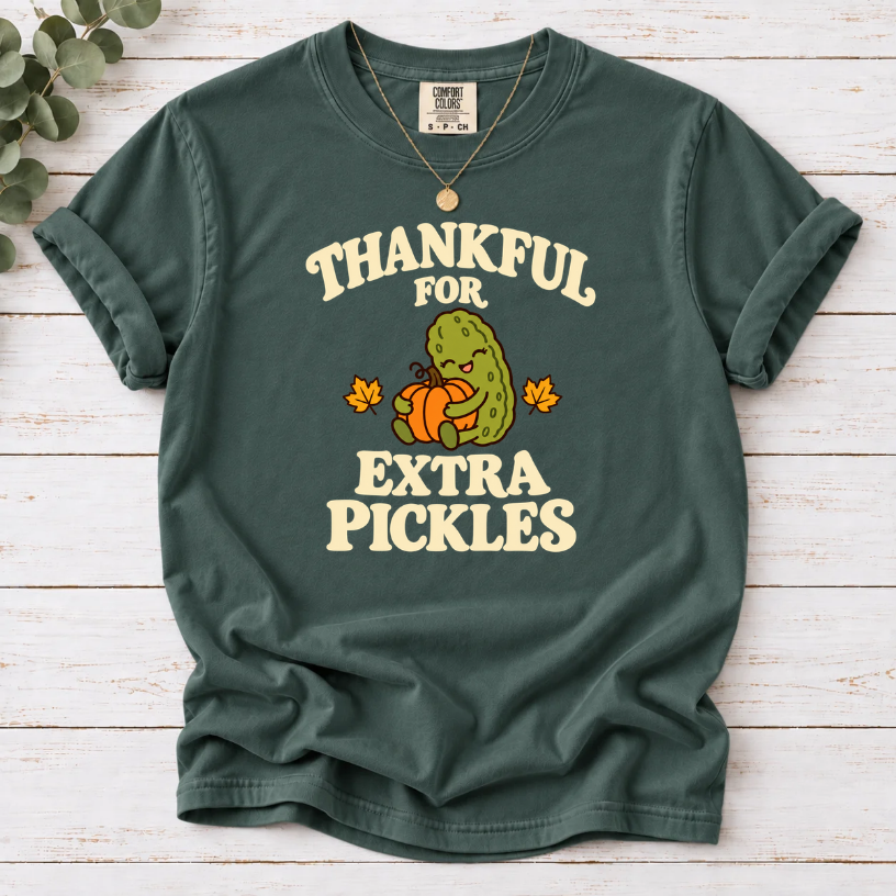 Thankful for Extra Pickles Shirt – Cute Fall Pickle Lover Tee