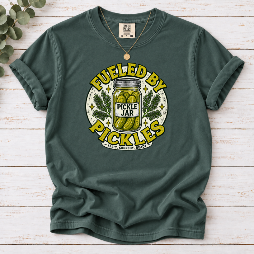 Fueled by Pickles T-Shirt – Vintage Funny Pickle Lover Tee