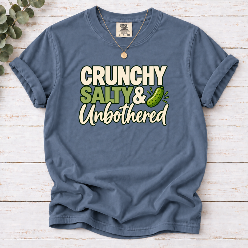Crunchy Salty & Unbothered Pickle T-Shirt – Funny Pickle Lover Graphic Tee