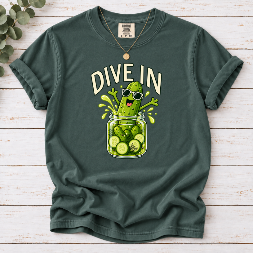 Dive In Pickle T-Shirt – Funny Pickle Lover Graphic Tee